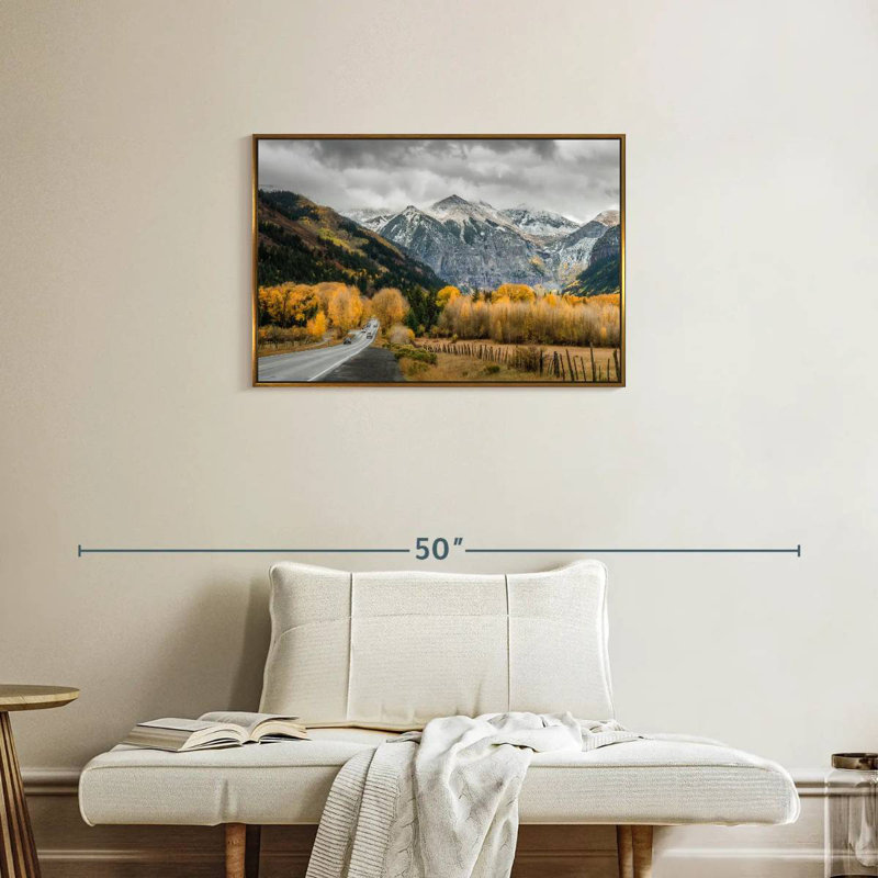 Route d'automne à Telluride, Cadre flottant doré, 31 po x 21 po