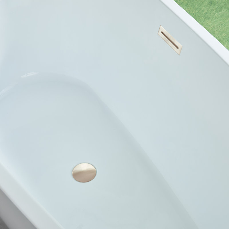 Baignoire autoportante en acrylique, Blanc / nickel brossé, H 23,2 po x l 29,5 po x L 59 po