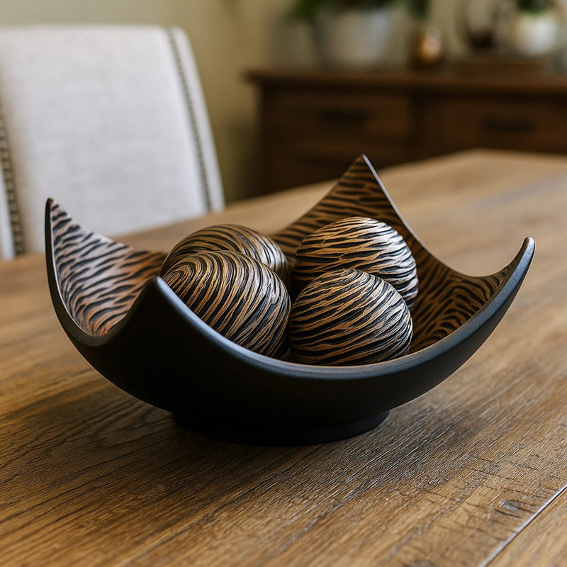 Elektra Brown Decorative Bowl for Coffee Table Decor, Kitchen, Dining Room Centerpieces, Orbs/Balls Included