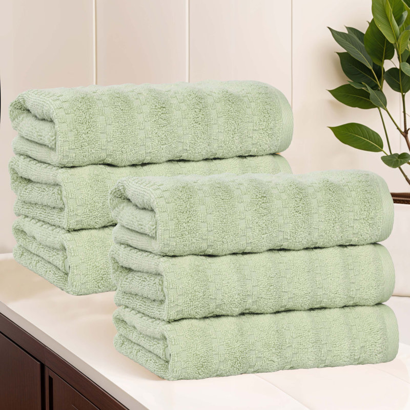 Zuma Zero Twist Cotton Medium Weight Absorbent Hand Towels, Green