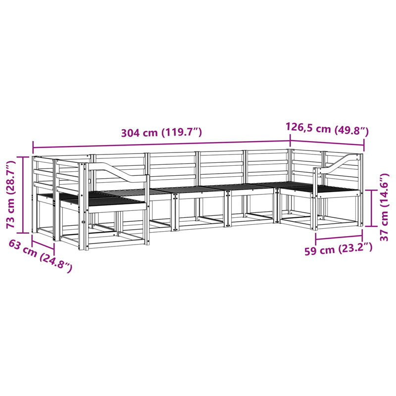 304cm Wide Patio Sectional Set