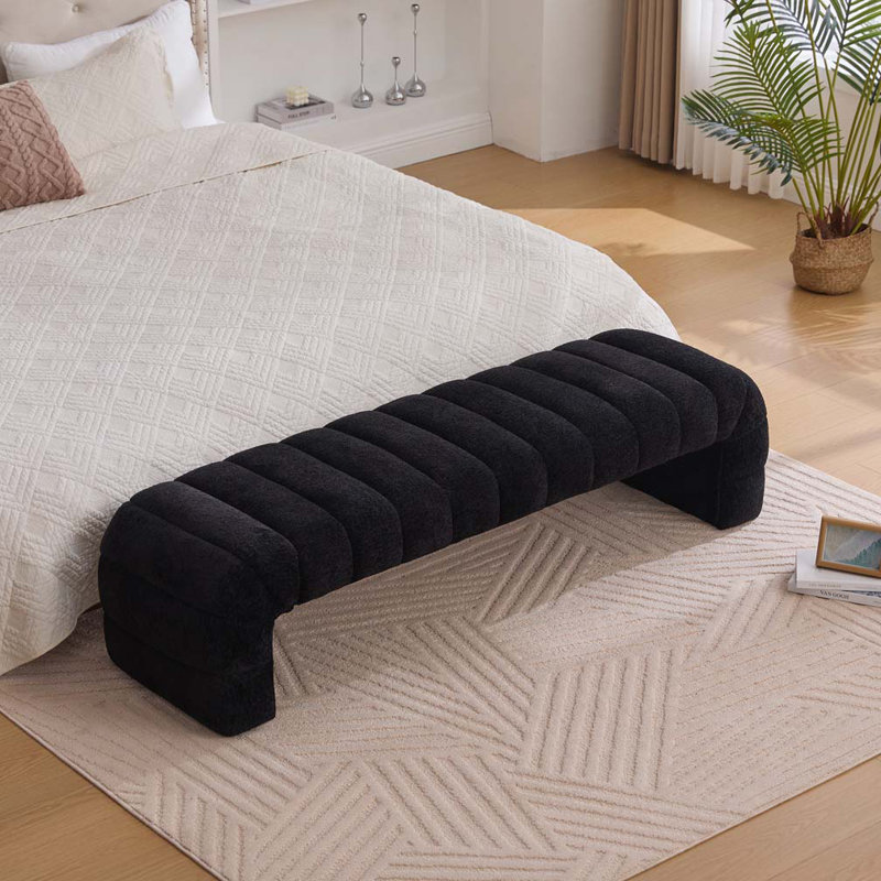 69.7"wide Modern Upholstered Bench, Black