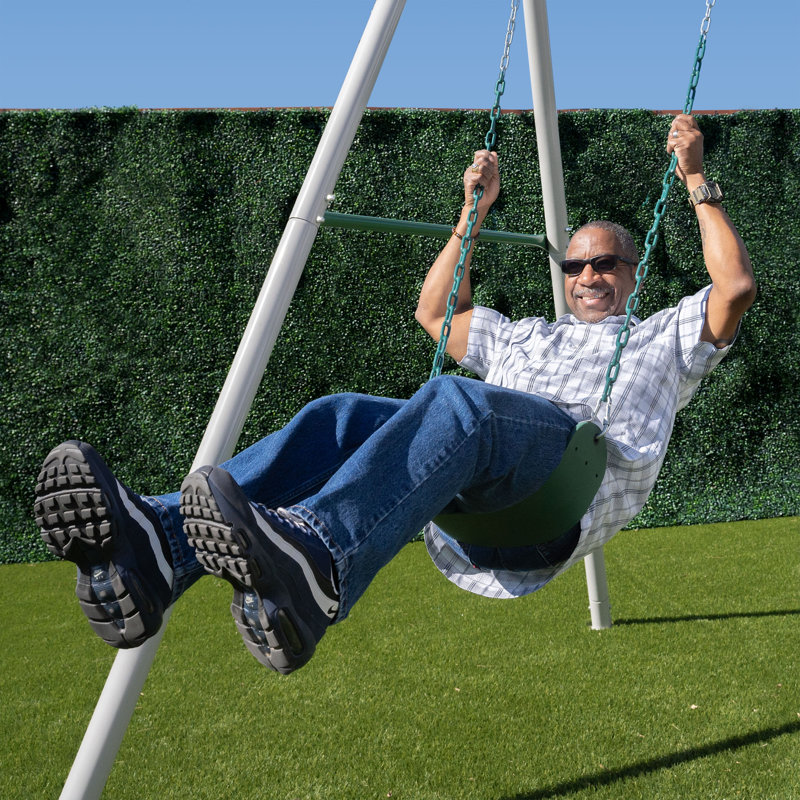 Everest 10ft White Metal Swing Set with 3 Adjustable Swings