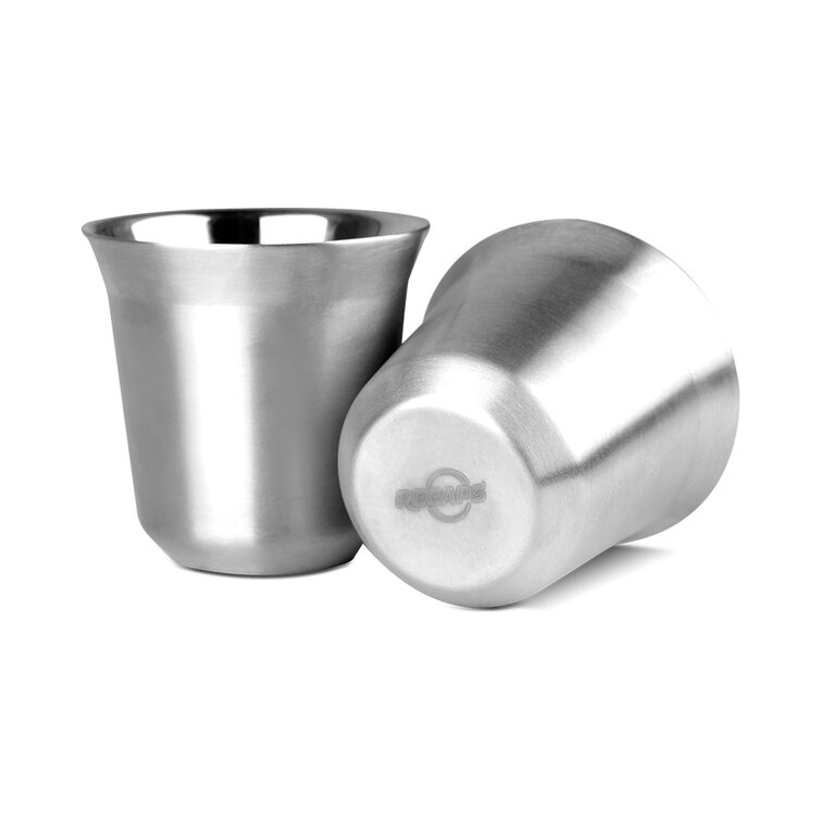 RECAPS 80ml Stainless Steel Espresso Cups Set - 2 Pack Double Wall 304  Stainless Steel Demitasse Cups 2.7oz