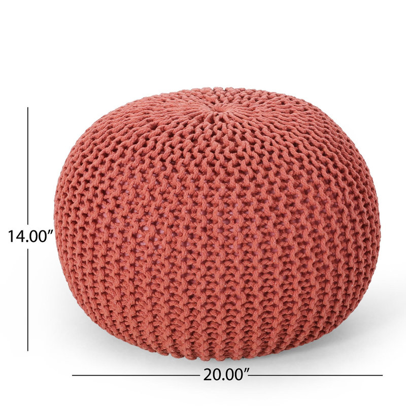Pouf rond en coton Bordeaux, corail, Corail