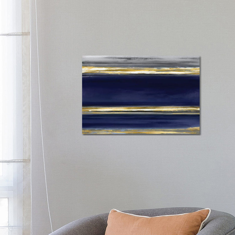 Parallel Lines On Indigo by Allie Corbin - Wrapped Canvas Painting, 66.04 cm H x 45.72 cm W x 1.91 cm D