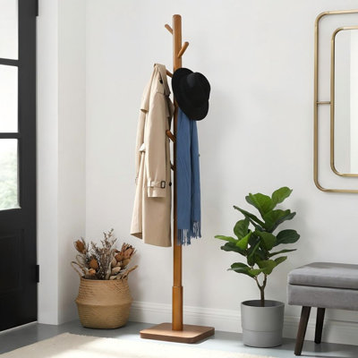 Trikomou Solid Wood 8-Hook Freestanding Coat Rack 