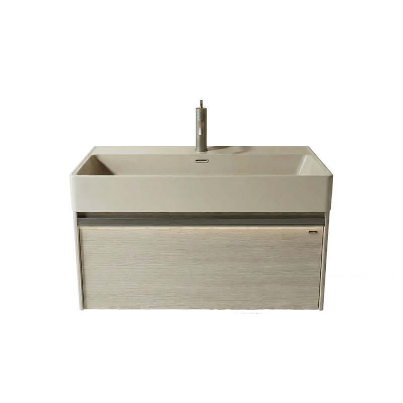 Meuble-lavabo mural Danis 40 po à un lavabo avec comptoir en surface solide nano