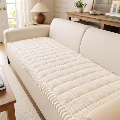 East Urban Home Couch Cover for Dogs, Non-Slip Fuzzy Pet Couch Covers for Sofa Pet Friendly. White, 27.6" x 59"