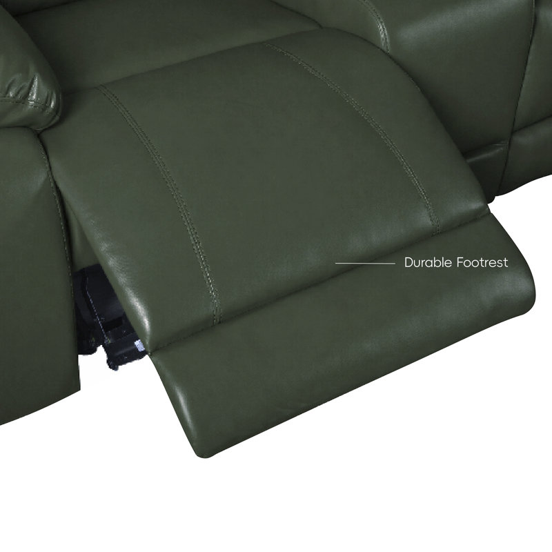 Canapé modulaire inclinable en similicuir 6 pièces avec console de rangement et porte-gobelets, Olive Green Faux Leather