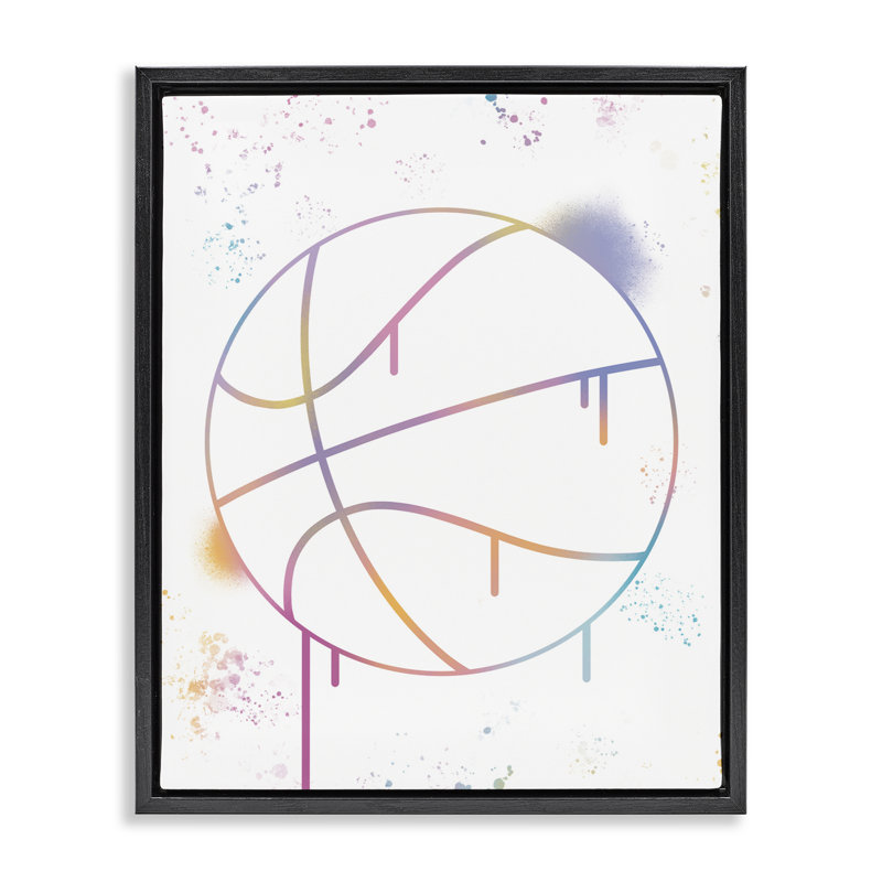 Cadre flottant Graffiti Basketball Drip, design par Marcus Prime, Cadre flottant noir de jais, H 21 po x l 17 po
