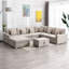 Canapé modulaire réversible en tissu de lin de 124 po avec pieds interchangeables, repose-pieds et rangement