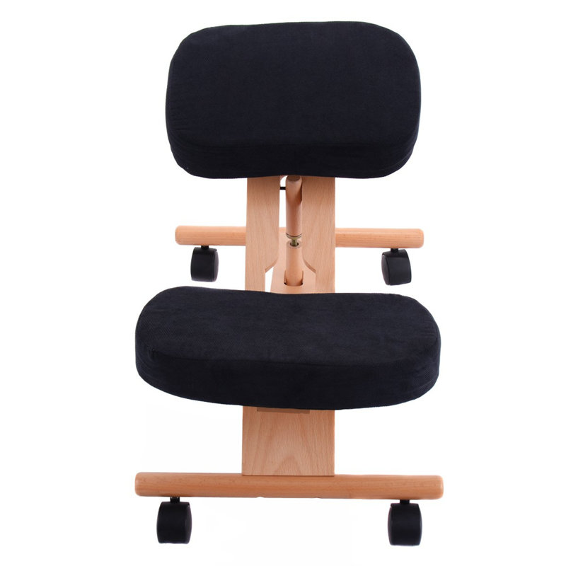 Adjustable Height Ergonomic Kneeling Chair Wheels, Black