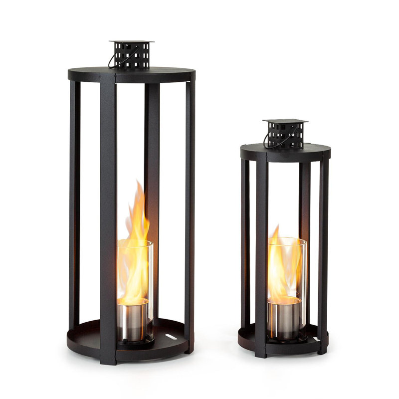 Stainless Steel Outdoor Tabletop Fireplace, Black