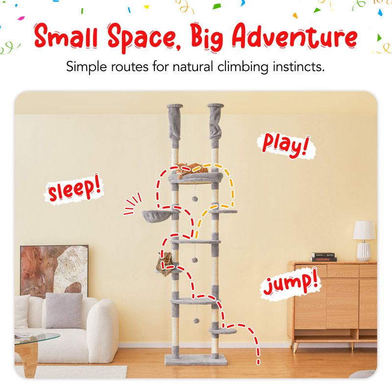 Tenley 101.6'' H Cat Tree, Grey