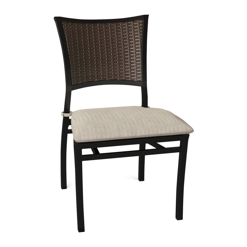 Aire Patio Dining Side Chair with Cushions, Welt, Herringbone Sand
