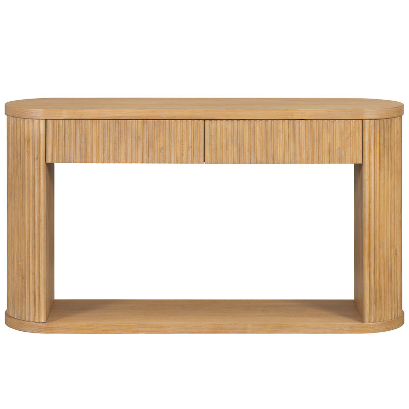 Console Table, Solid Wood & Mdf, Natural
