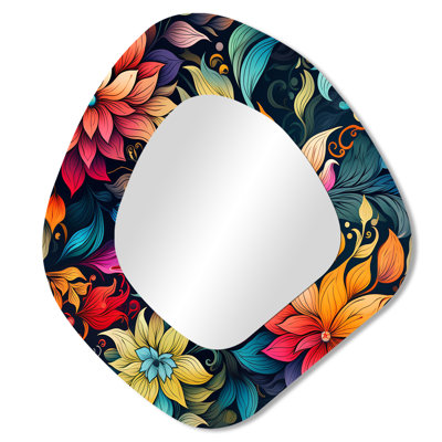 Eclectic Mandala Boho Pattern II - Paisley Irregular Shape Mirror, Glam Asymmetrical Unique Wall Mirror, Printed Metal Art