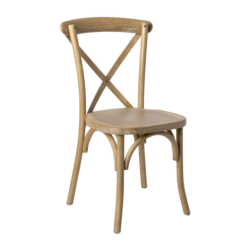 Arquit Stackable Cross-Back Wooden Bistro Chair, Wood Grain, 1