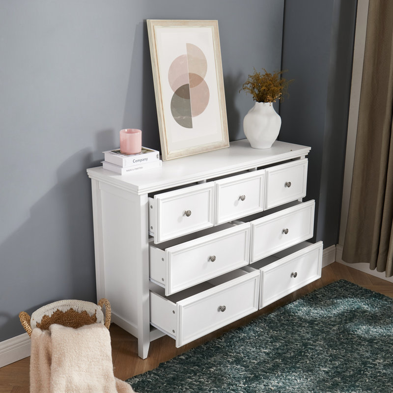 Commode 7 tiroirs Grita, Blanc
