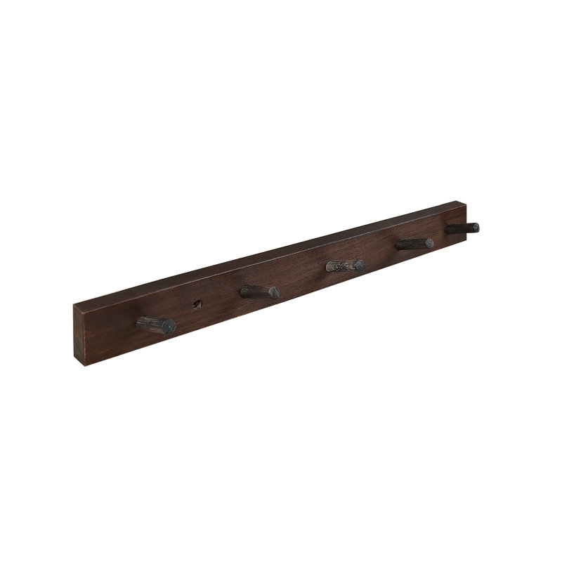 Wall Mounted Coat Rack, Dark Walnut, 2" H x 19.75" W x 0.75" D