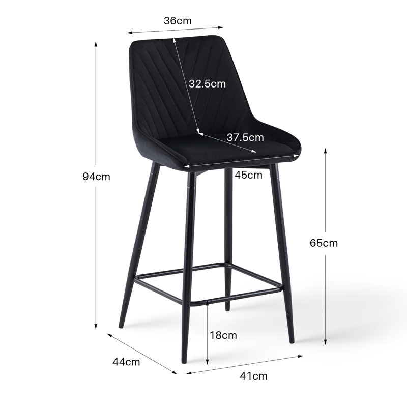 Slivno Upholstered Counter Stool with Metal Frame, Black