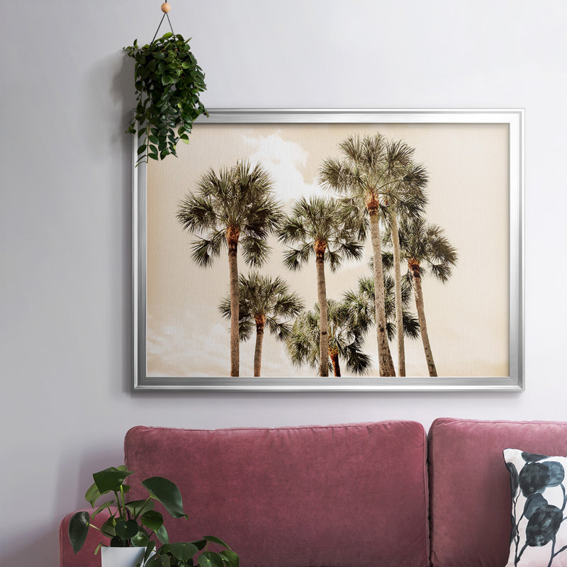 «Blush Palms», reproduction sur toile, Argent, H 26 po x l 38 po x P 1,5 po