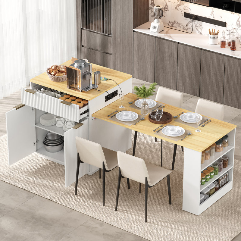 127.5 cm W Kitchen Island with, White