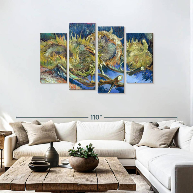 Harnek Four Sunflowers Gone To Seed, 48" H x 75" W