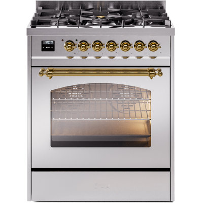 ILVE Nostalgie II Series 30 inch Dual Fuel Range with 5 Sealed Burners (Glass Door)