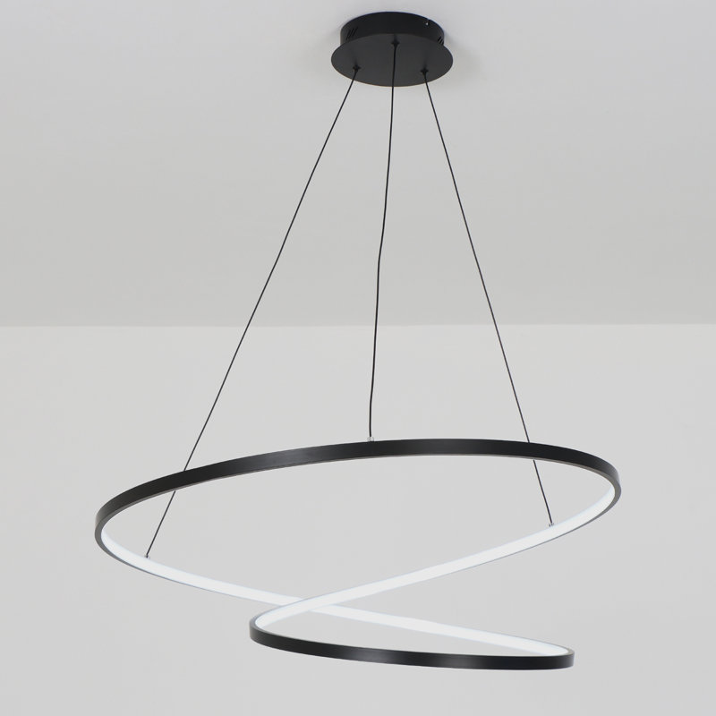 Lustre moderne intelligent 1 lumière avec télécommande Keahi Wi-Fi, Noir mat