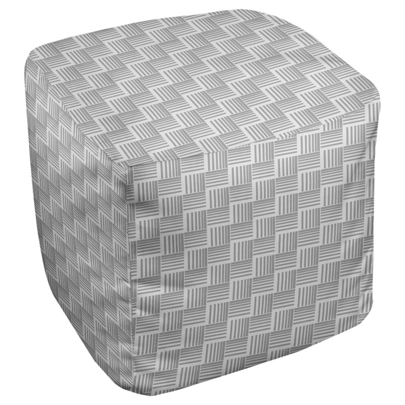Repose-pieds cubique à rayures classic basketweave, Gris / Gris