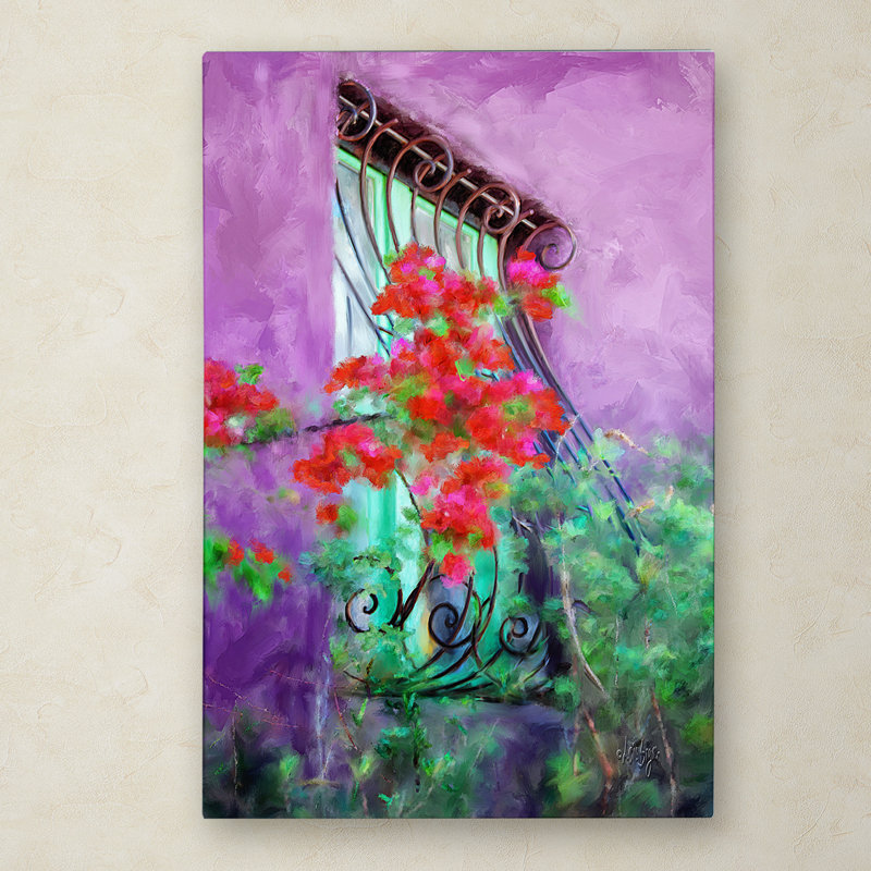 Large Purple and Green Floral Canvas Print