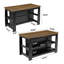Îlot de cuisine de 140 cm avec étagères de rangement ouvertes, table de bar haute noire et brune avec sièges pour cuisine et salle à manger