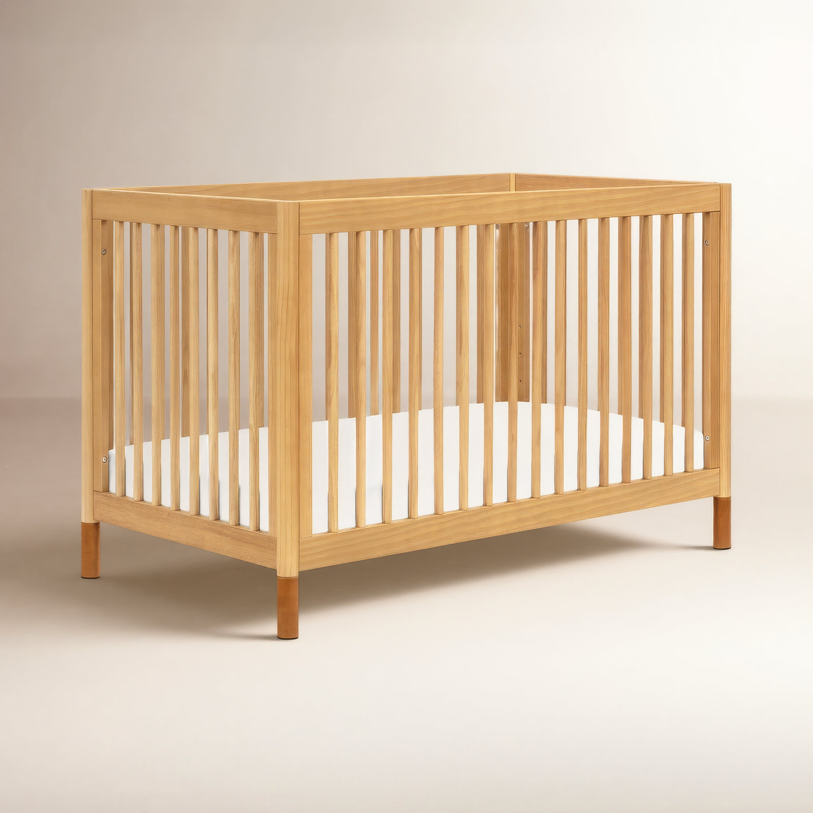 Gelato Pine 4-in-1 Convertible Crib, Honey/Vegan Tan Leather