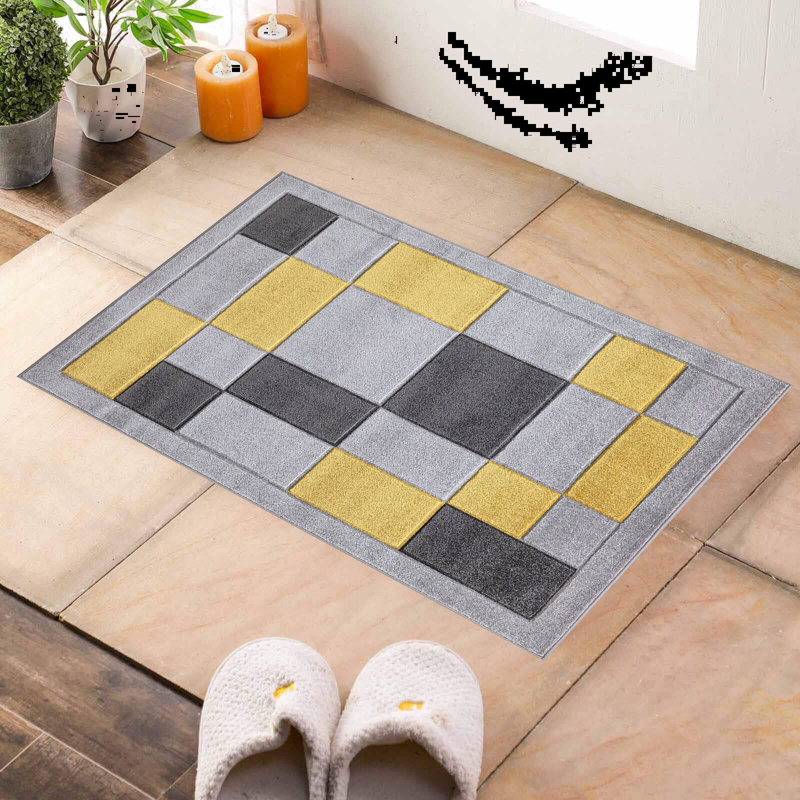Ceryce Non-Slip Indoor Doormat, Yellow/Grey