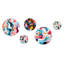 Rose et bleu Mid-Century tendance motifs V - ensemble géométrique d'art mural rond moderne de 5