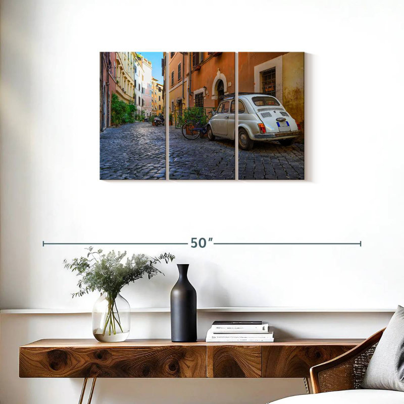 Rue pavée Sireci à Rome, H 20 po x l 33 po