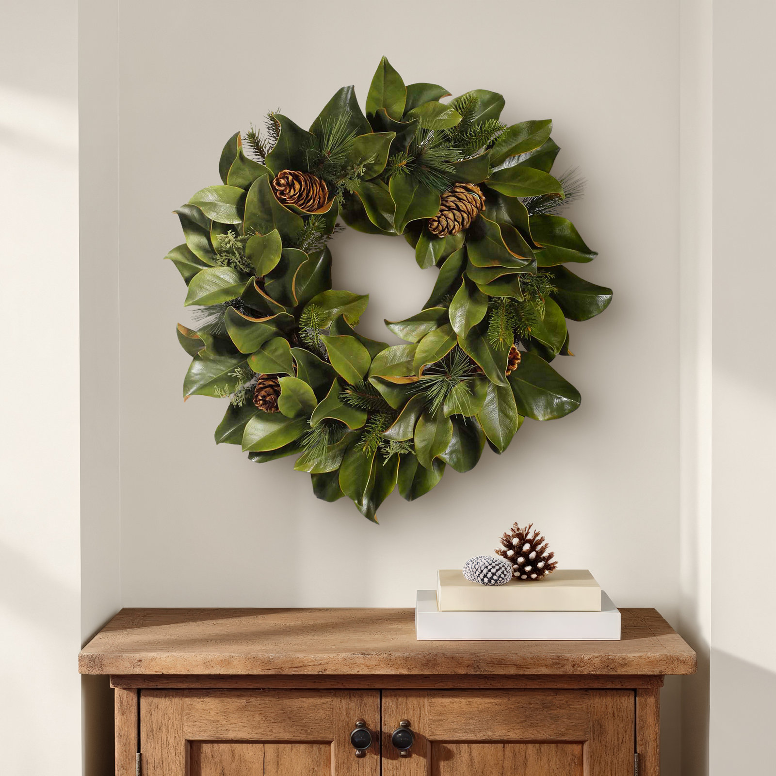 24'' Faux Magnolia Polyester Wreath