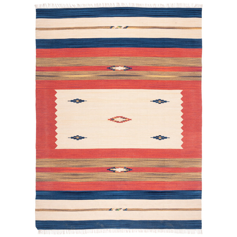 Tapis en coton tissé à la main Barham, Rectangle 8 pi x 10 pi