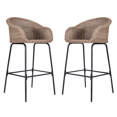 Ensemble de 2 tabourets de bar d'extérieur en osier