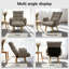Fauteuil d'appoint pivotant à 360 degrés avec dossier réglable à 3 niveaux et pieds en bois massif
