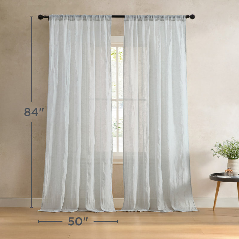  Solid Semi-Sheer Curtain Panels, 50" W x 84" H, Light Gray