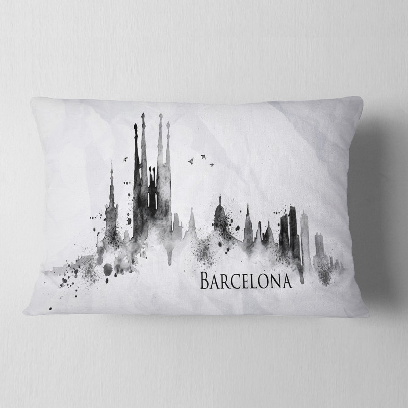 Coussin lombaire à silhouette de barcelone cityscape
