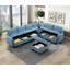 Repose-pieds de rangement pour meubles de salon en bois massif capitonné bleu confort moderne 1pc