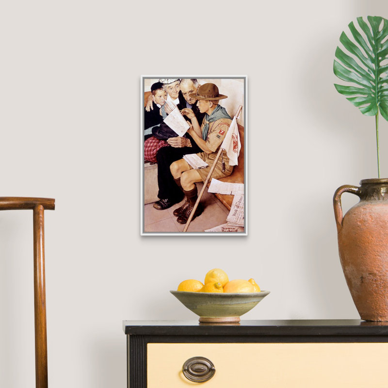Art mural sur toile Norman Rockwell, H 20 po x l 14 po x P 1,75 po, Cadre flottant blanc