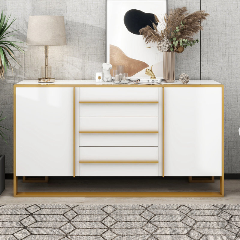 Noblett 59'' Modern dining cabinet,storage credenza,sideboards and buffets, White
