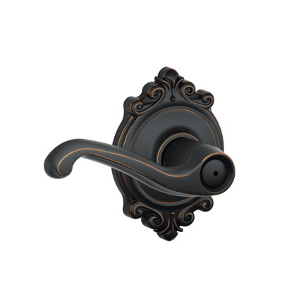 Flair Lever with Brookshire Trim Bed and Bath Lock