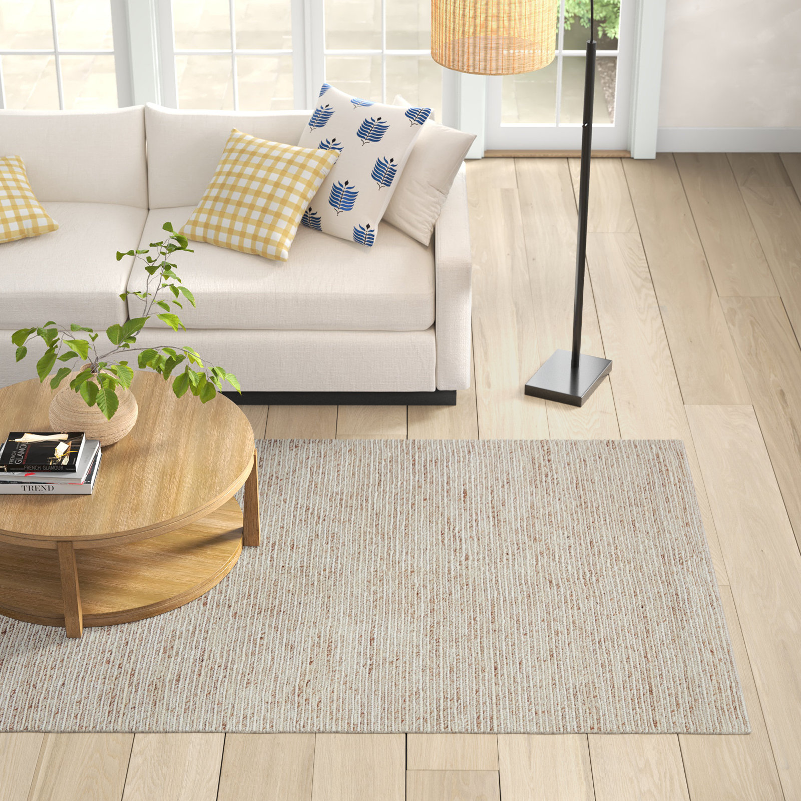 Caitlin Handmade Cream/Light Brown Rug, Rectangle 5' x 8'