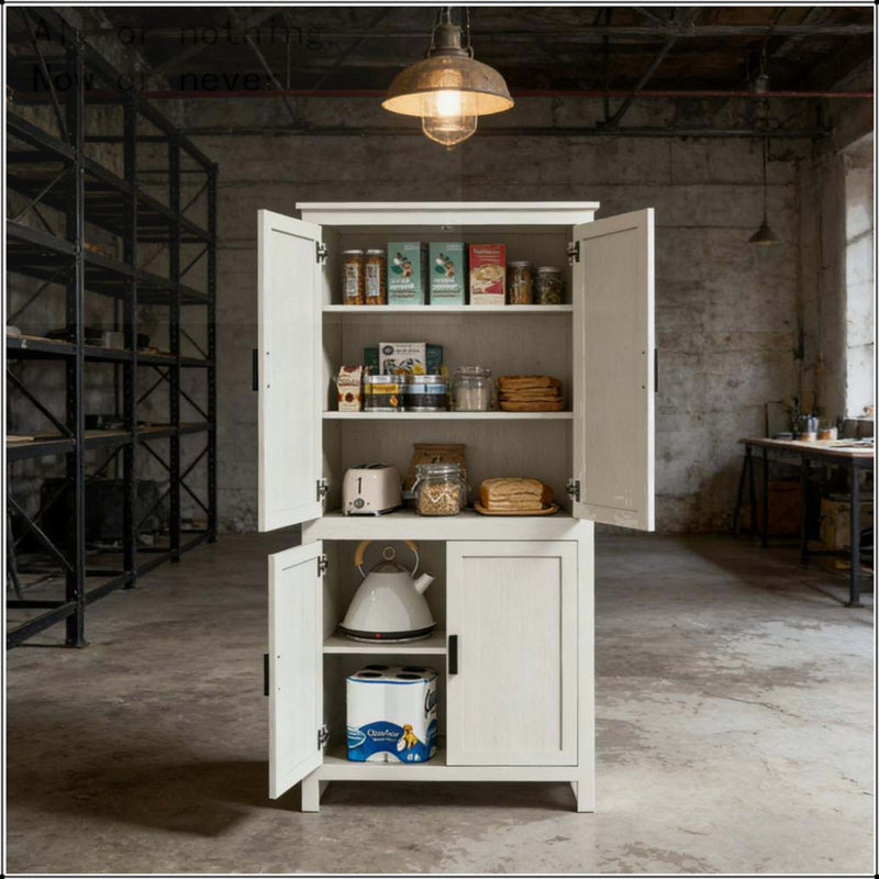 Armoire de rangement autoportante avec tablettes réglables - H 64 po, Blanc antique